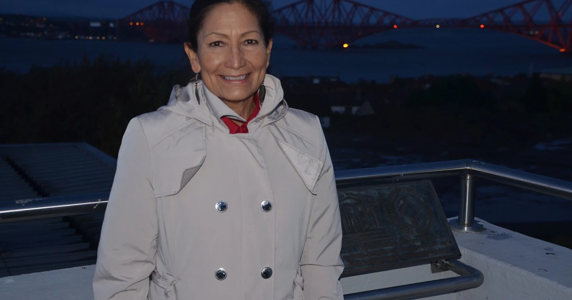 Background image - Deb Haaland At The Forth Bridge