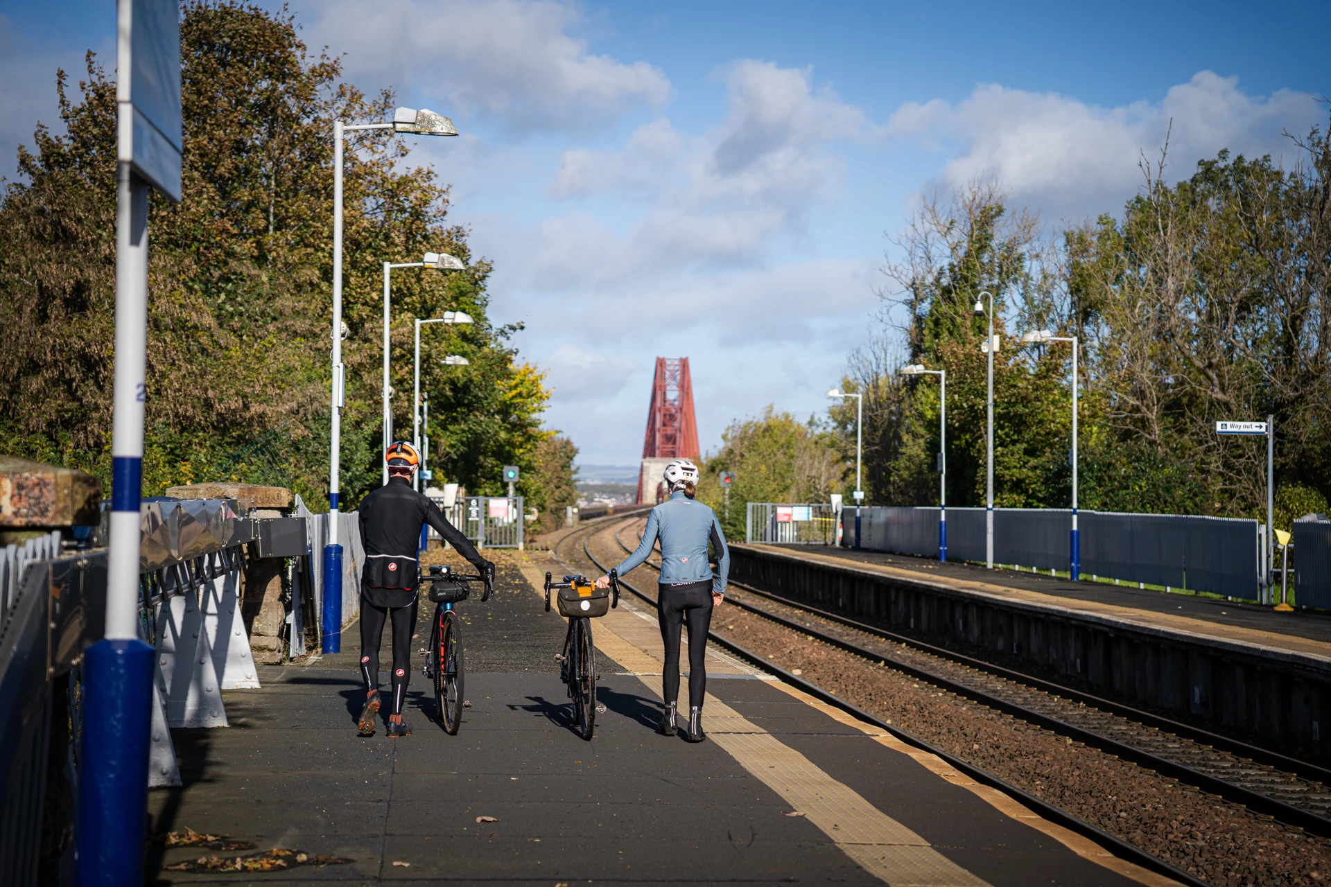 Background image - Cyclists at Train Station, North Queensferry